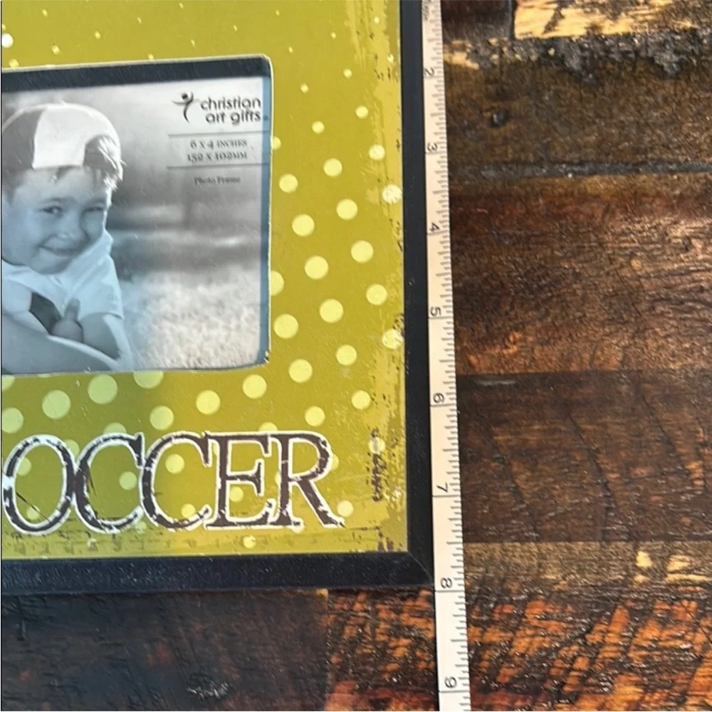 Soccer Theme 8X10 Wooden Photo Frame with 4X6 Window NWT Includes Box